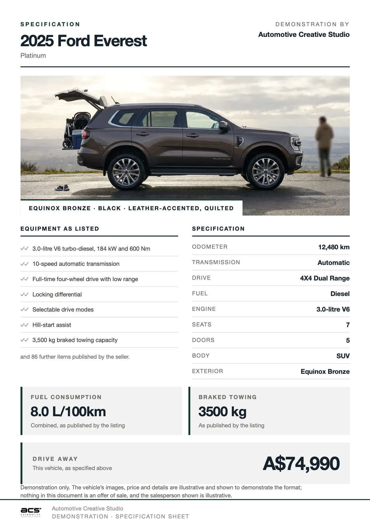 The specification sheet